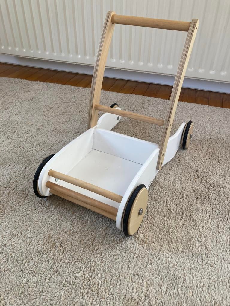 Pinolino houten loopwagen hout wit/naturel zgan, 100 liter of meer, Ophalen, Zo goed als nieuw, Steekwagen