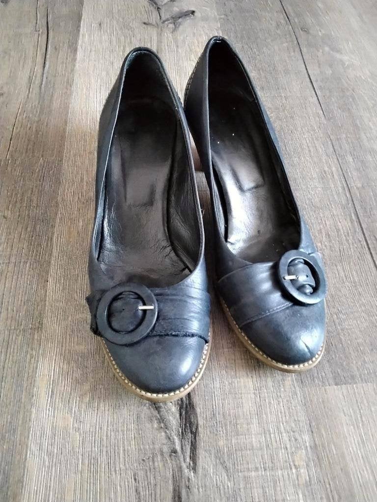 Donkerblauwe pumps manfield maat 40, echt leer, Pumps, Blauw, Ophalen of Verzenden, Manfield