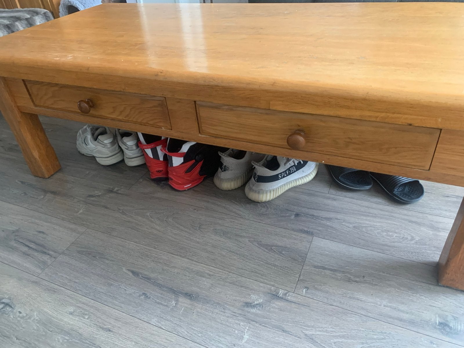 Salontafel met schuifladen - 70x48x150 cm, Gebruikt, 100 tot 150 cm, Overige houtsoorten, 50 tot 100 cm