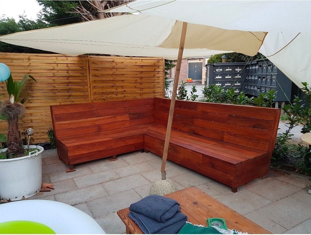Loungebank hardhout, Ophalen of Verzenden, Hout