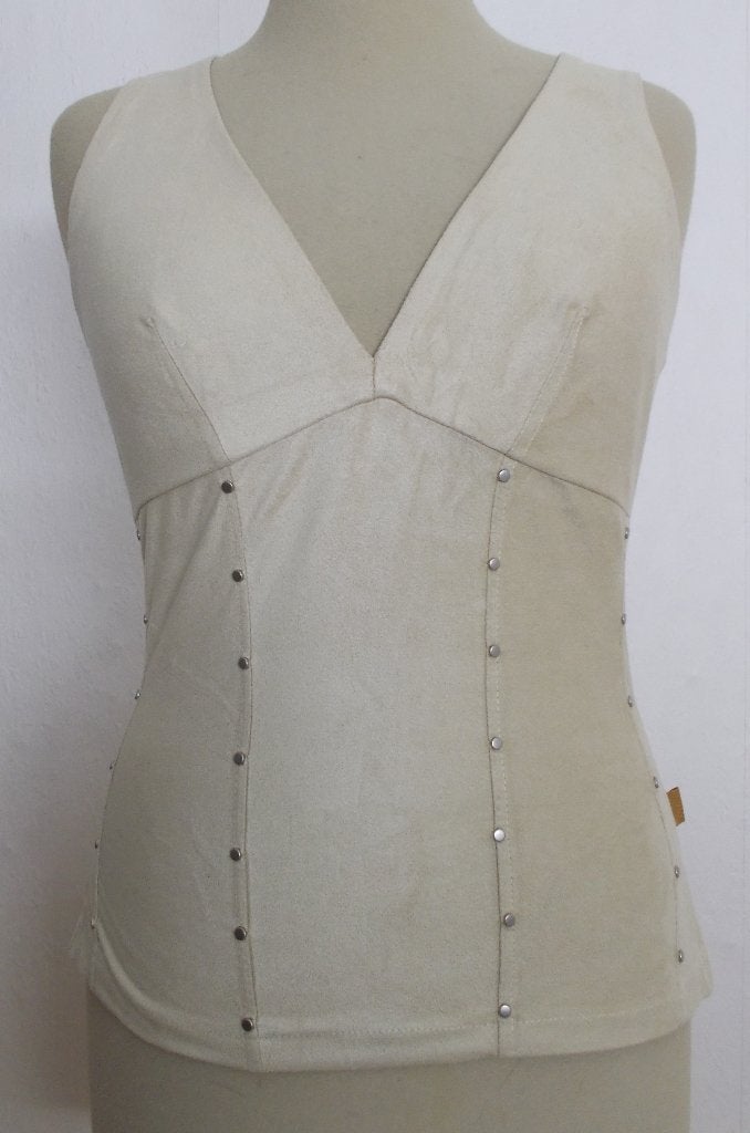 Stoere Ibiza/hippie nep suede beige top van Tucci! S, Maat 38/40 (M), Verzenden, Beige, Zo goed als nieuw