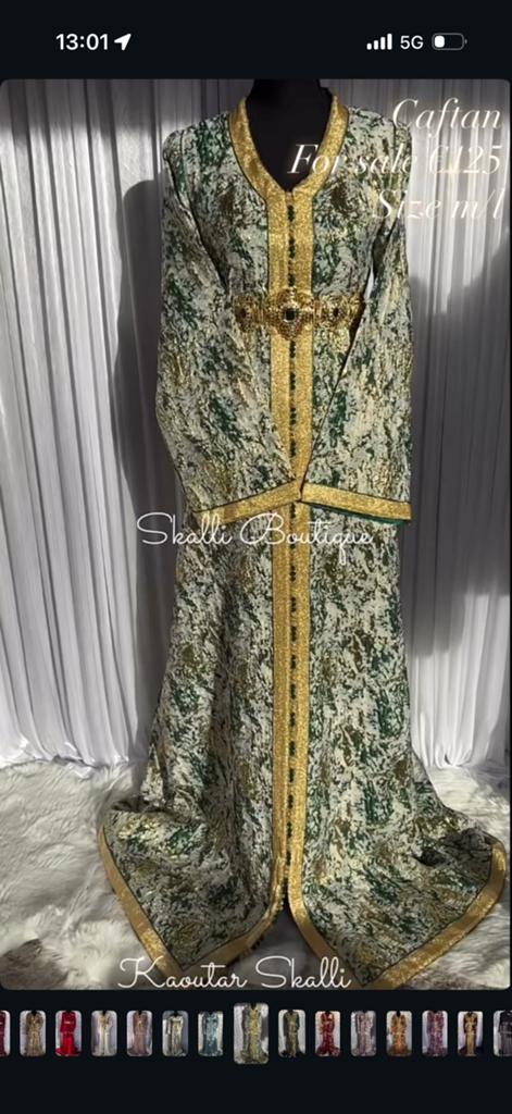 Caftan brokaat groen m-l, Kleding | Dames, Gelegenheidskleding, Ophalen of Verzenden, Zo goed als nieuw, Groen, Overige typen