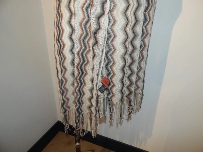 Missoni gebreide shawl aztec print franjes rustige tinten, Verzenden, Maat 46/48 (XL) of groter, Missoni, Sjaal