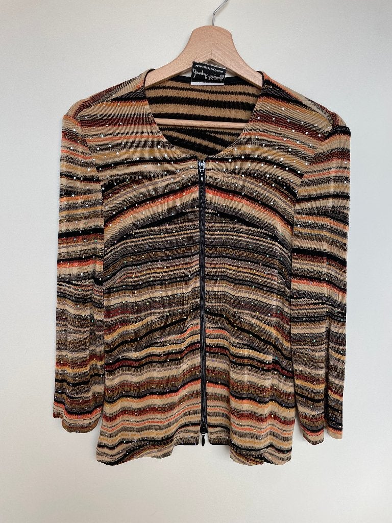 Joseph Ribkoff Bruin oranje gestreept vest glitters maat M, Maat 38/40 (M), Bruin, Koningin Wilhelminaplein 13, 1062 HH Amsterdam, Nederland