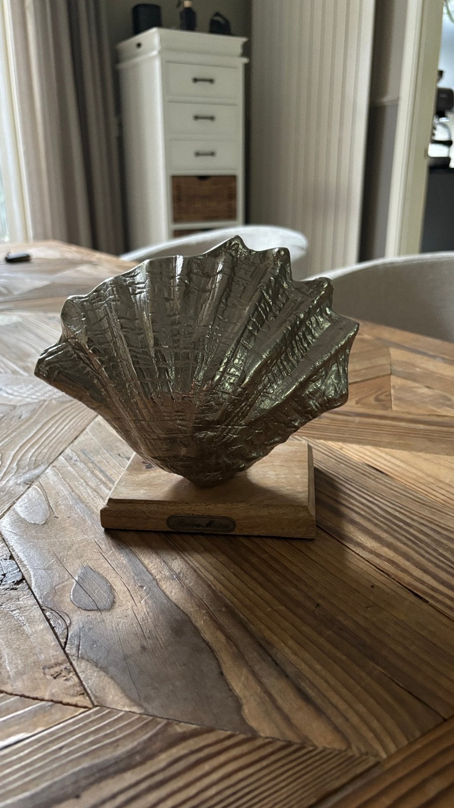 Mooie riviera maison Schelp op standaard (oude collectie), Ophalen of Verzenden, Zo goed als nieuw, Rond, Glas