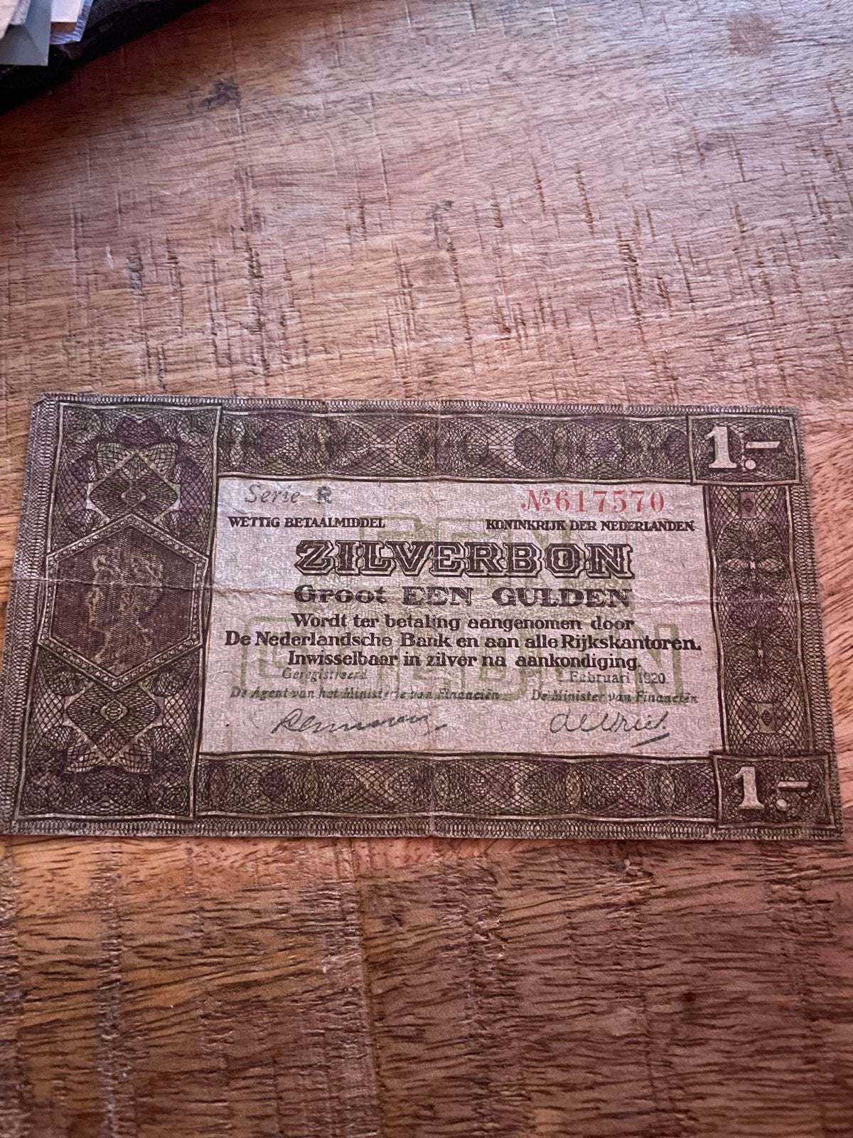 Zilverbon 1 Gulden 1920 - Koninkrijk der Nederlanden, Ophalen of Verzenden, 1 gulden, Los biljet