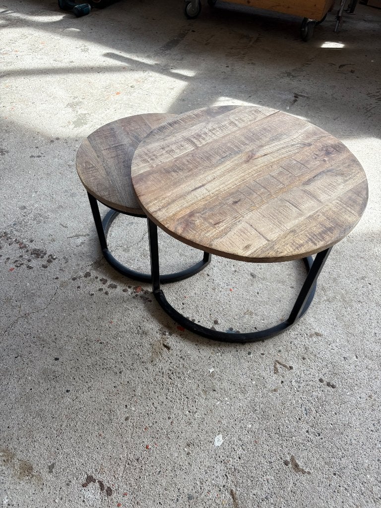 Bijzettafels, Minder dan 55 cm, Rond, Zo goed als nieuw, Hout