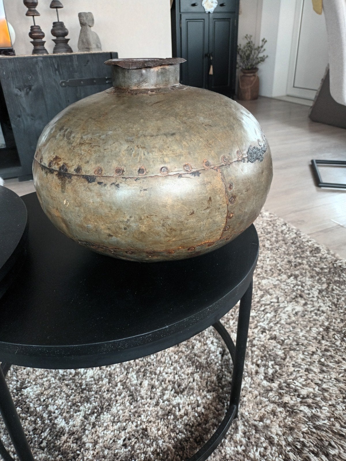 Oude metalen waterkruik - Decoratieve vaas, Ophalen of Verzenden