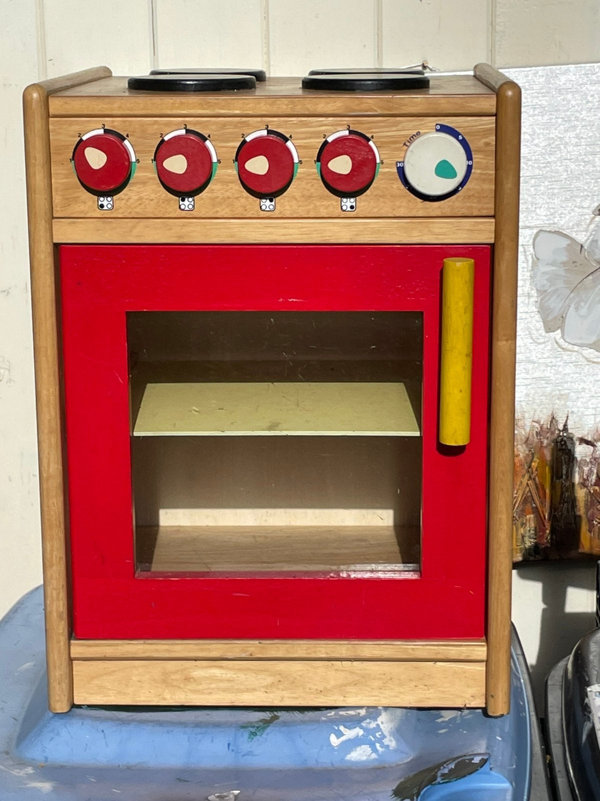 Houten Speelkeuken met Oven en Kookplaten, Ophalen of Verzenden, Gebruikt, Hout, Speelkeuken