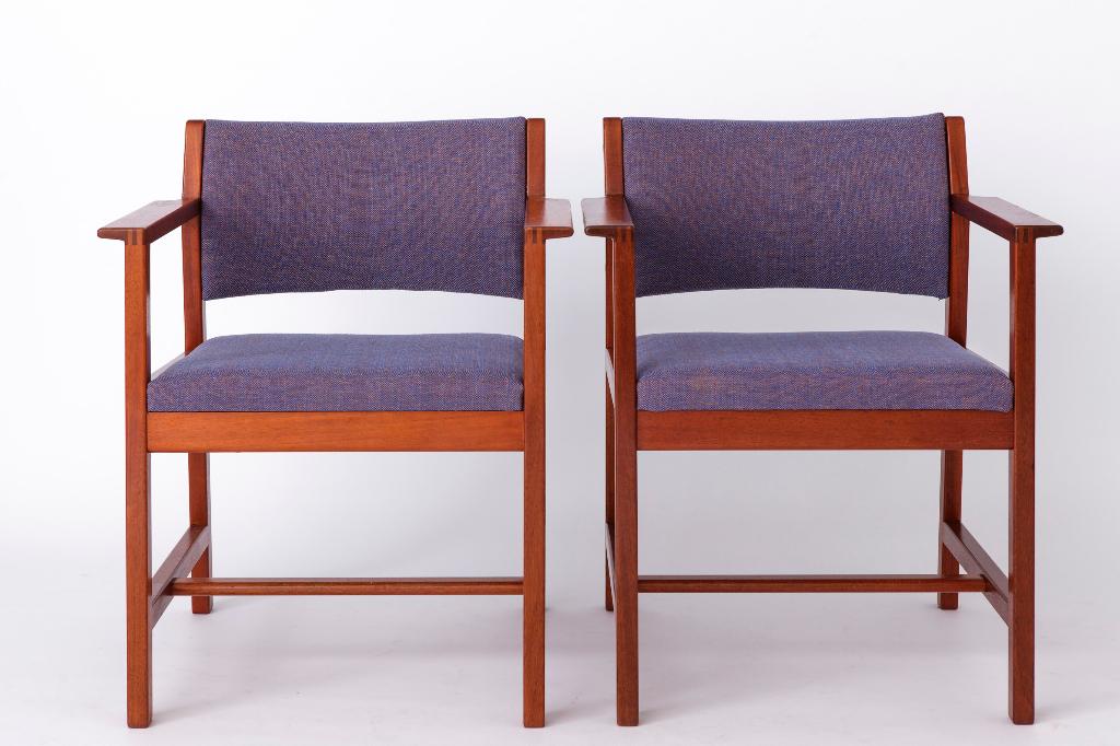 2x Børge Mogensen BM73 fauteuils – teak jaren 60 vintage, Ophalen of Verzenden, Gebruikt, Bruin, Twee