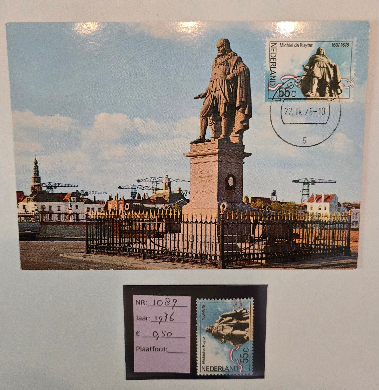 Oude ansichtkaart Michiel de Ruyter standbeeld Vlissingen, Ophalen of Verzenden