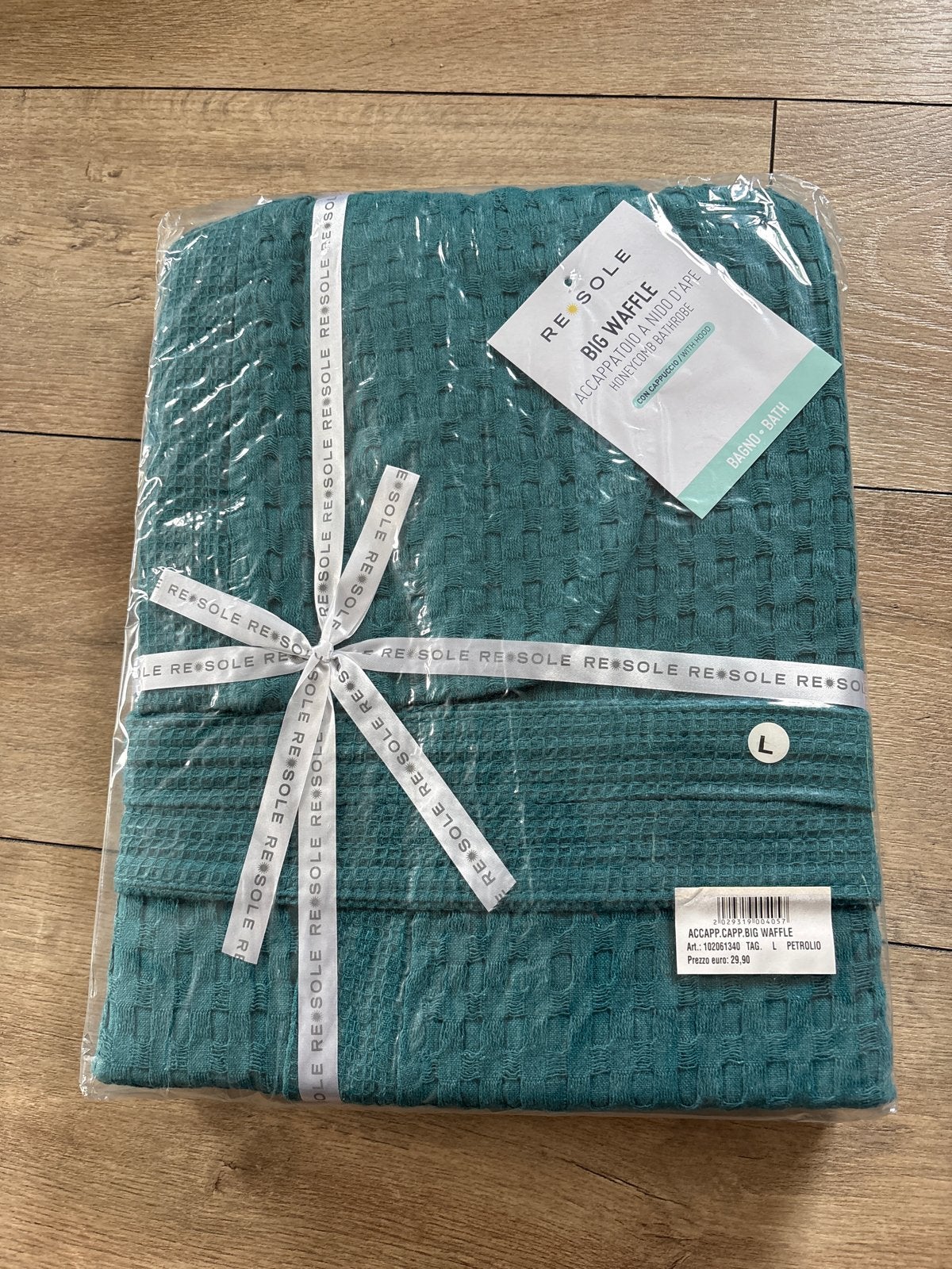 Nieuw Re Sole Big Waffle Badjas Petrol Maat L, Ophalen of Verzenden, Nieuw, Maat 42/44 (L)