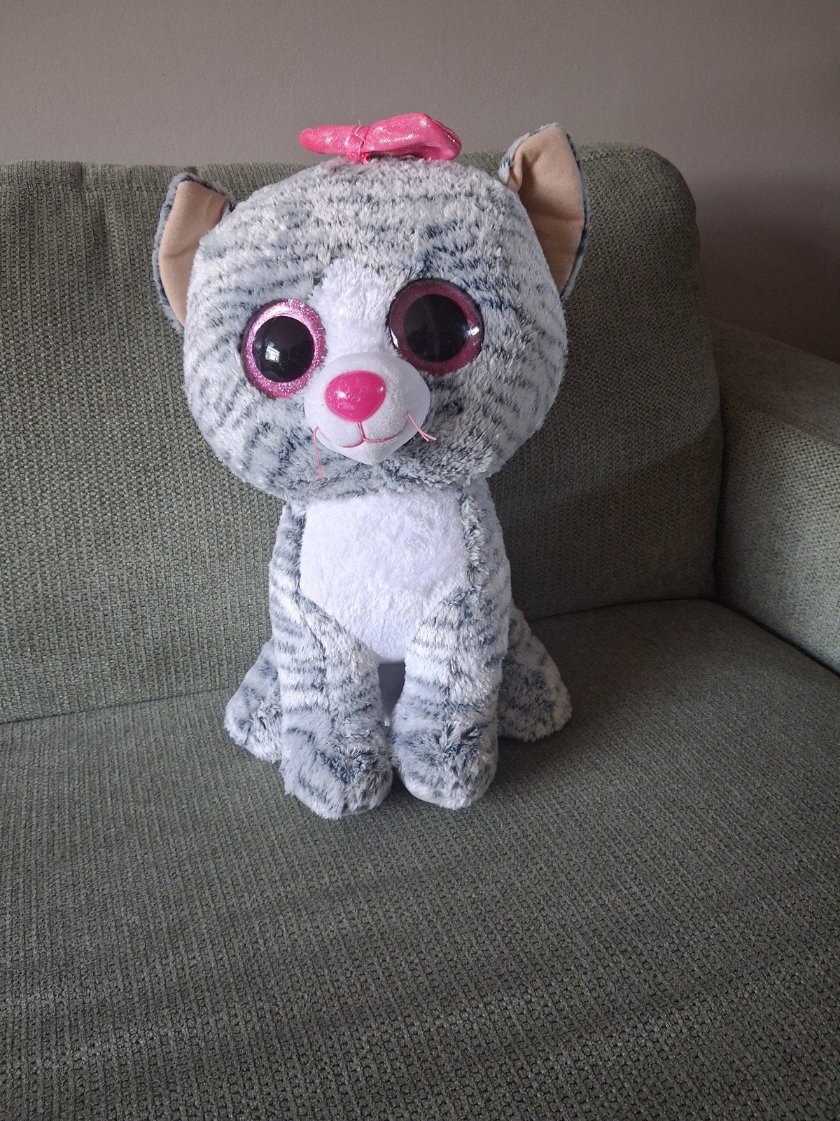 Ty Beanie Boo XL knuffel kat Kiki - 42 cm, Ophalen of Verzenden, Zo goed als nieuw, Overige typen