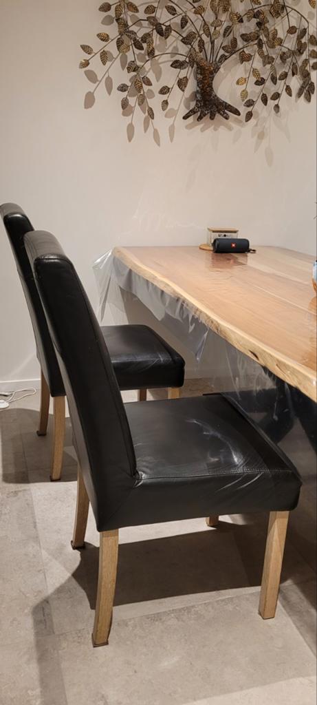 Leren eetkamerstoelen van Piet Klerkx, Huis en Inrichting, Stoelen, Ophalen, Gebruikt, Zwart, Leer