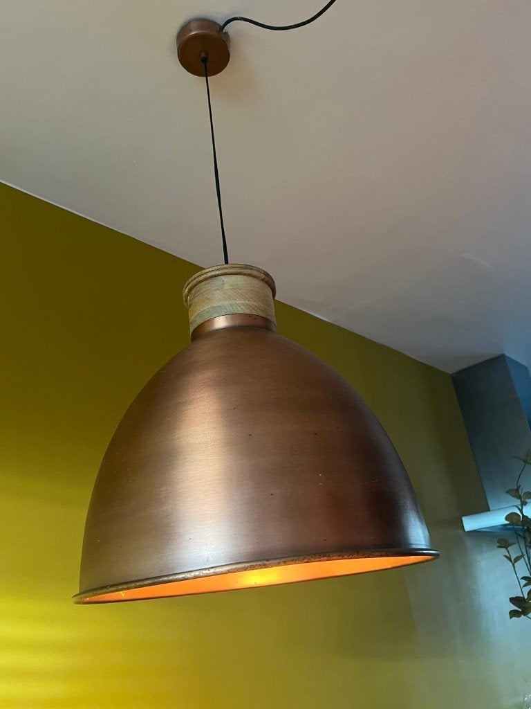 2 bronzen hanglampen, Huis en Inrichting, Lampen | Hanglampen, Ophalen, Zo goed als nieuw, Metaal