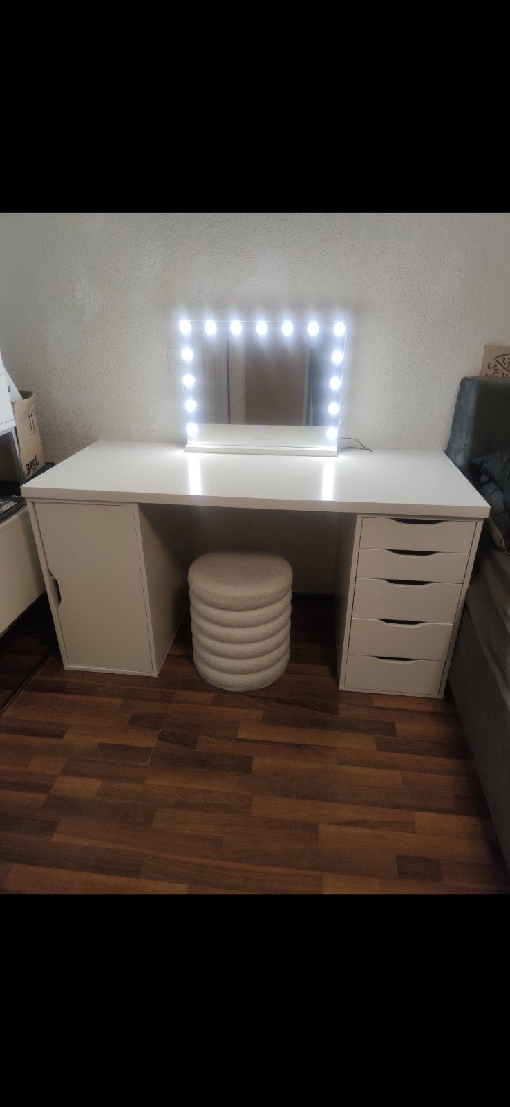 Complete kaptafel met spiegel en krukje, Ophalen, 100 tot 150 cm, Zo goed als nieuw, Minder dan 100 cm