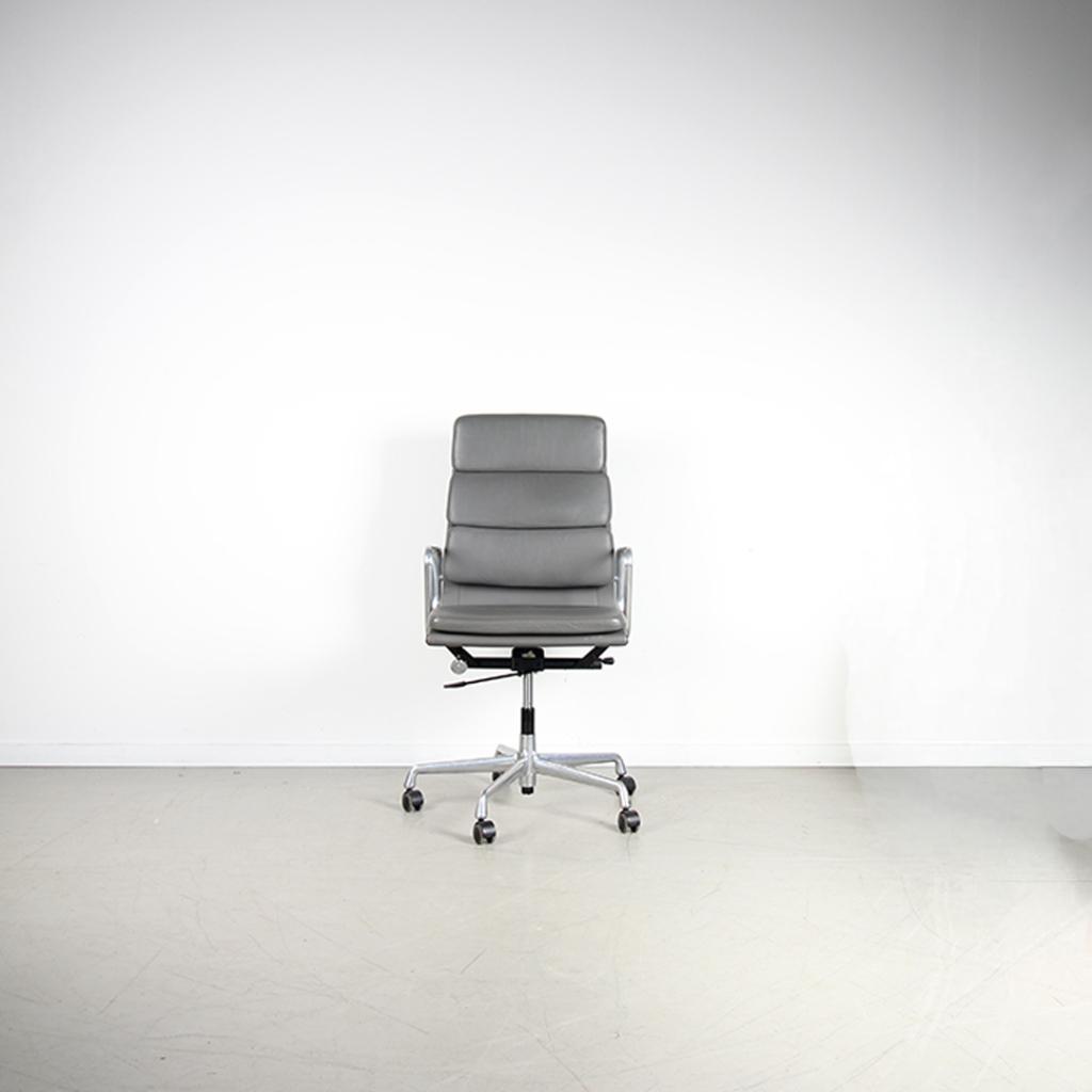 1x Vitra Eames EA 219 Bureaustoel Softpad Grijs Leer – Alu, Huis en Inrichting, Bureaustoelen, Niet ingevuld, Niet ingevuld, Ophalen of Verzenden