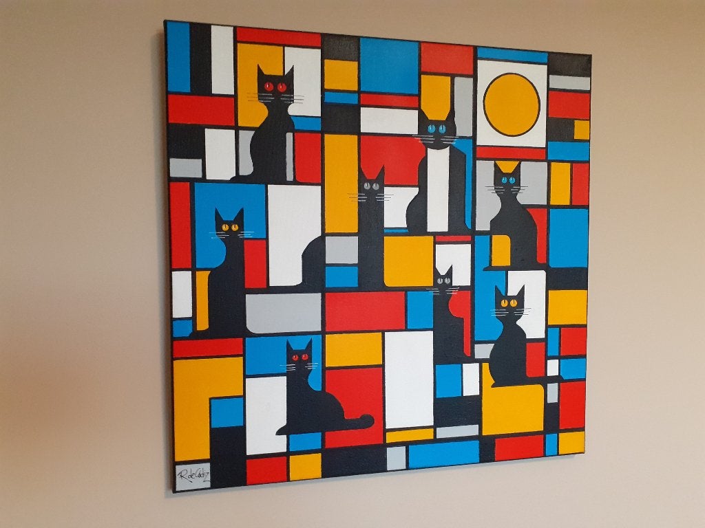 Schilderij Ricardo Gómez de Cádiz - Neighbours, Antiek en Kunst, Kunst | Schilderijen | Modern, Ophalen of Verzenden, Textiel
