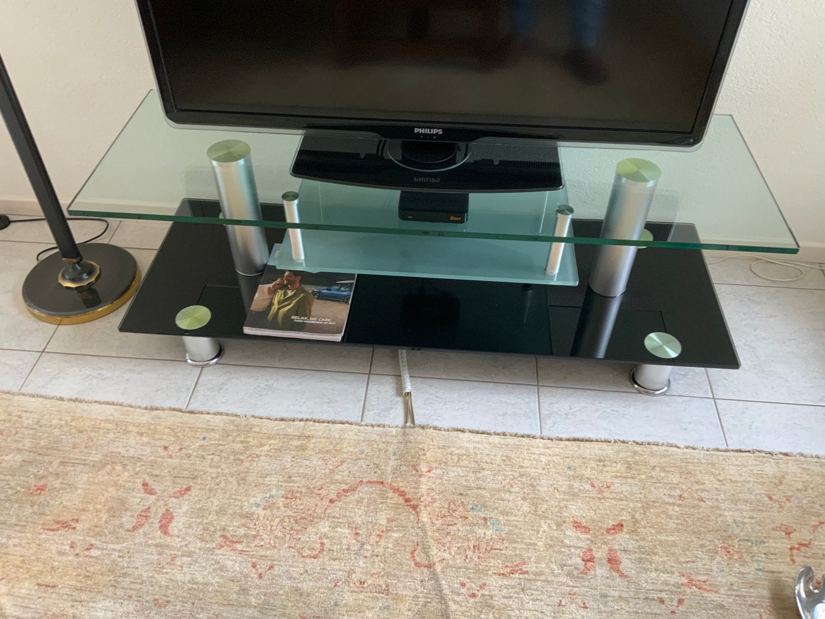 Tv tafel, Gebruikt, 100 tot 150 cm, Ophalen of Verzenden, Glas