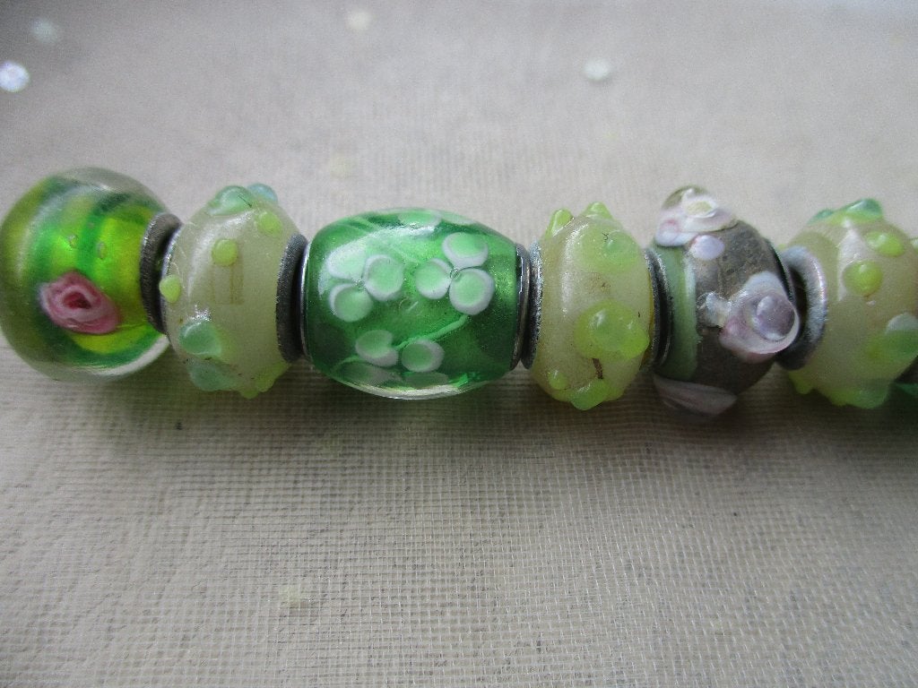 2004/ groene grote gat lampwork glaskralen, Ophalen of Verzenden, Nieuw, Kraal