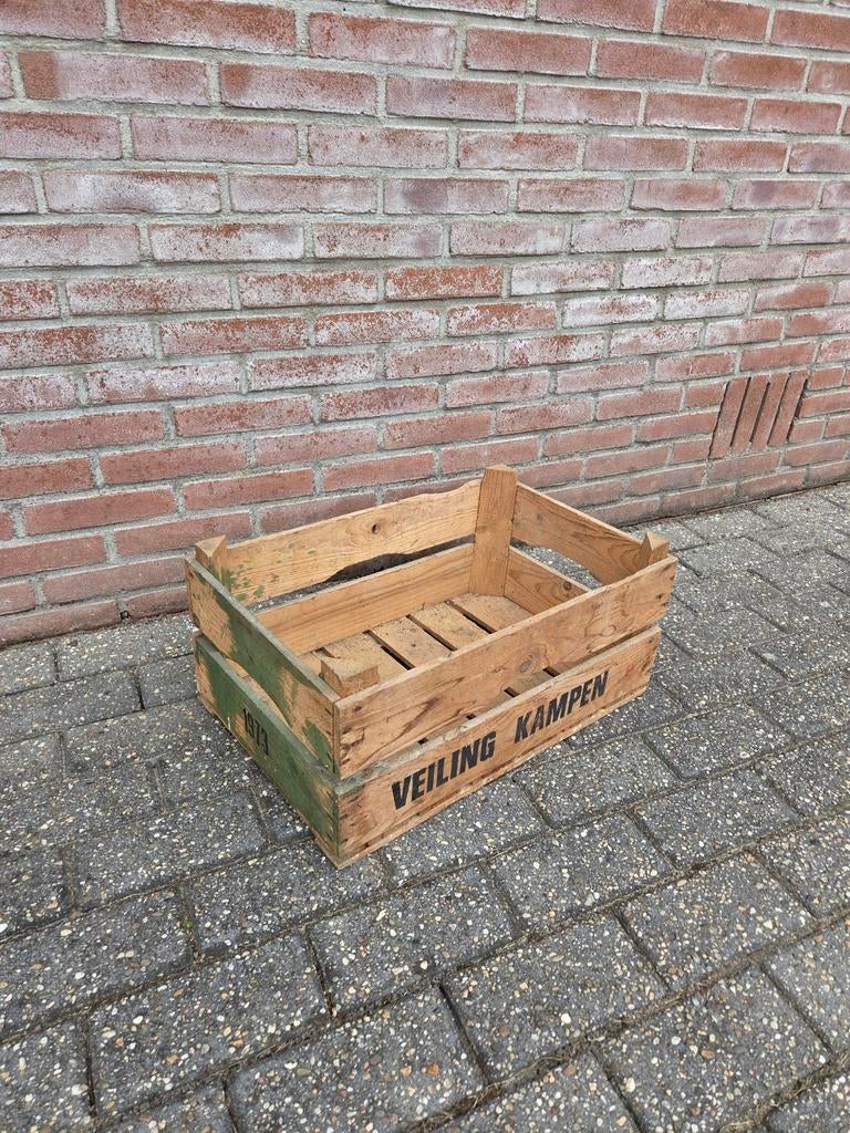Vintage houten kist 'Veiling Kampen' - Decoratief, Gebruikt, 50 tot 100 cm, Ophalen of Verzenden, Minder dan 50 cm