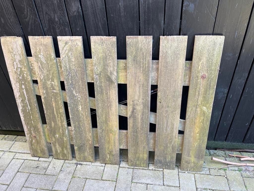 Houten Tuinhek met Poort - Gebruikt, Tuin en Terras, Tuinhekken en Hekwerk, Ophalen, Met poort, Gebruikt, Tuinhek