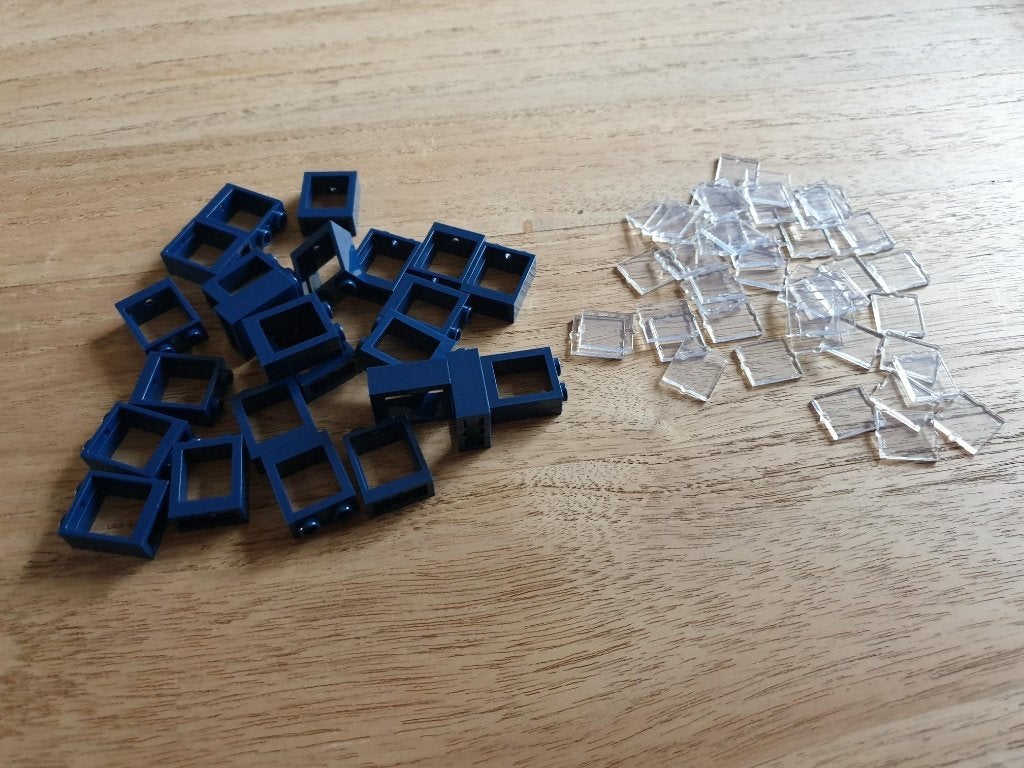 Partij N358=25x Nieuwe Lego donkerblauwe ramen met glas, Lego, Lego, Lego, Nieuw