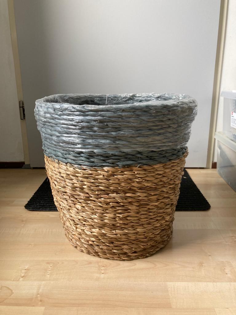 Grote mand plantenmand zeegras met grijze rand, Mand, Rond, Nieuw, Ophalen of Verzenden