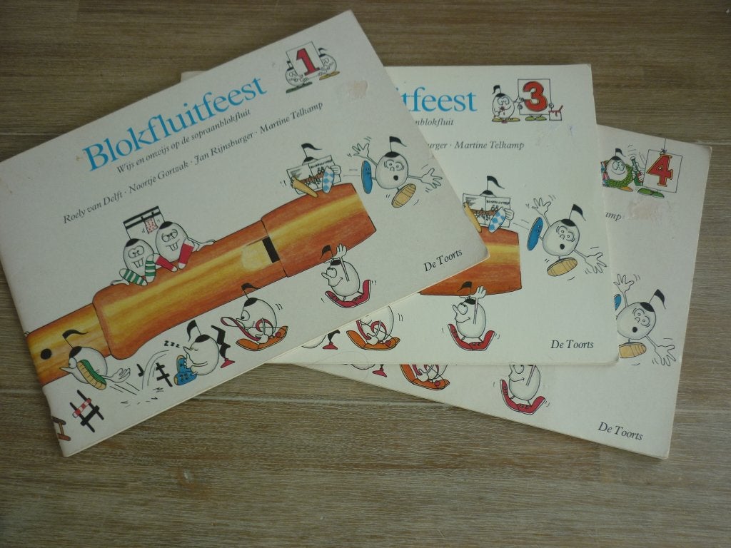 Roely van Delft - Blokfluitfeest deel 1, 3 en 4, Muziek en Instrumenten, Bladmuziek, Les of Cursus, Ophalen of Verzenden, Zo goed als nieuw