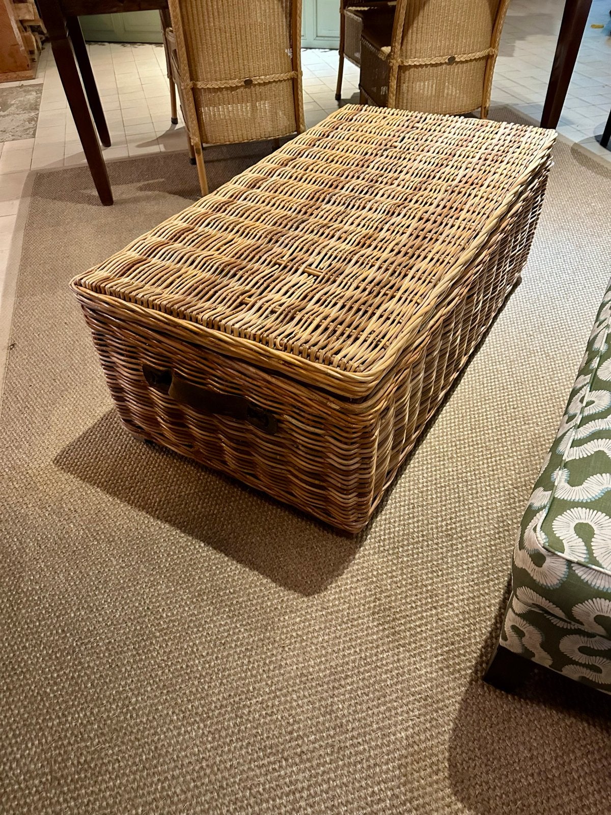 Rotan mand / kist - Vintage opbergkist of salontafel, Ophalen, Overige materialen, Gebruikt, 100 tot 150 cm