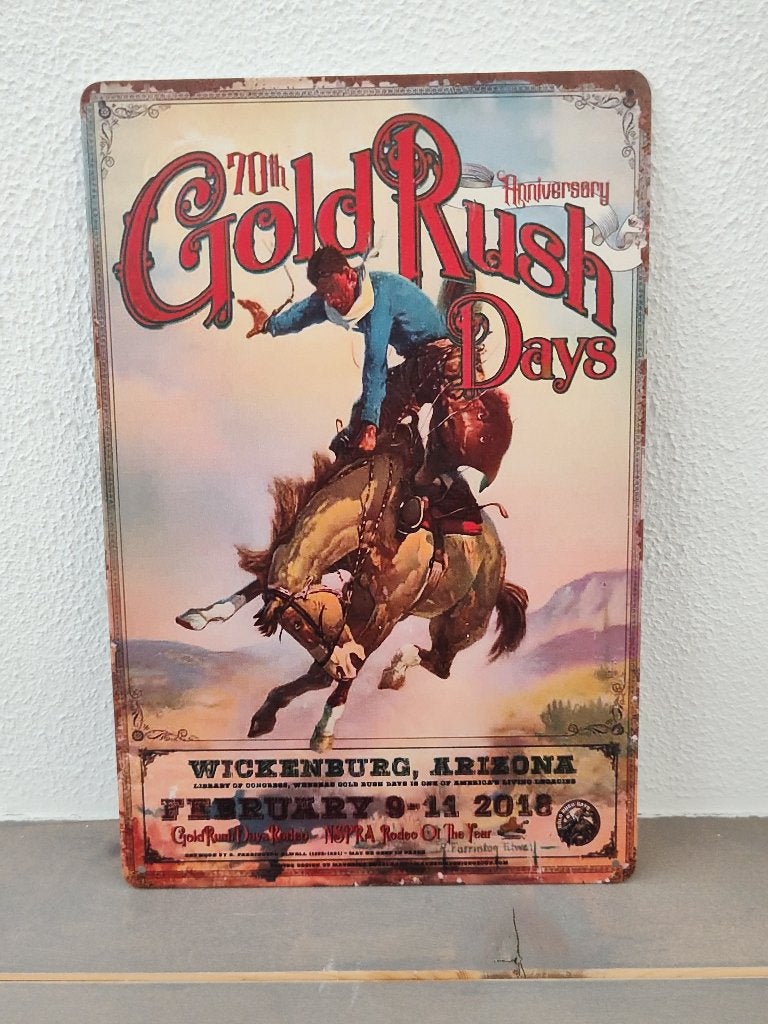 Metalen wandbord Gold Rush Days – 30x20 – Wickenburg Arizona, Western, Metaal, 30 cm, 20 cm