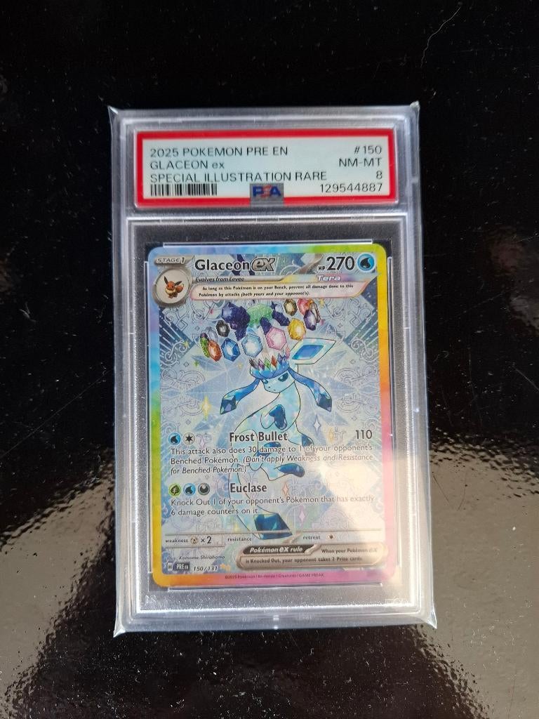 Glaceon prismatic PSA8, Ophalen of Verzenden, Nieuw, Losse kaart, Foil