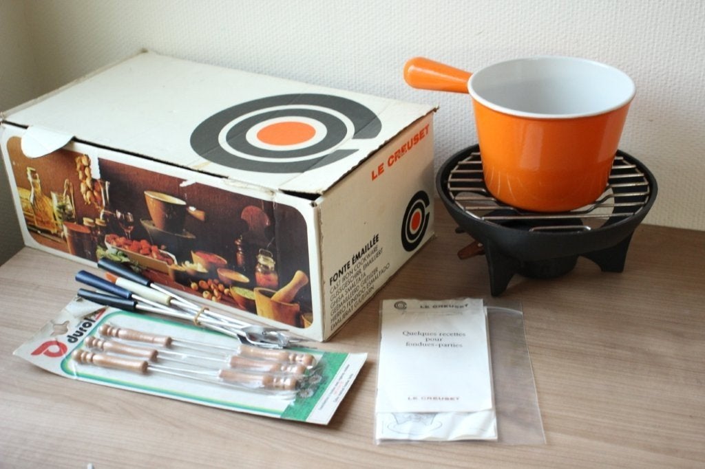 Le creuset fondue set, Ophalen of Verzenden, Zo goed als nieuw, Gietijzer, Le Creuset