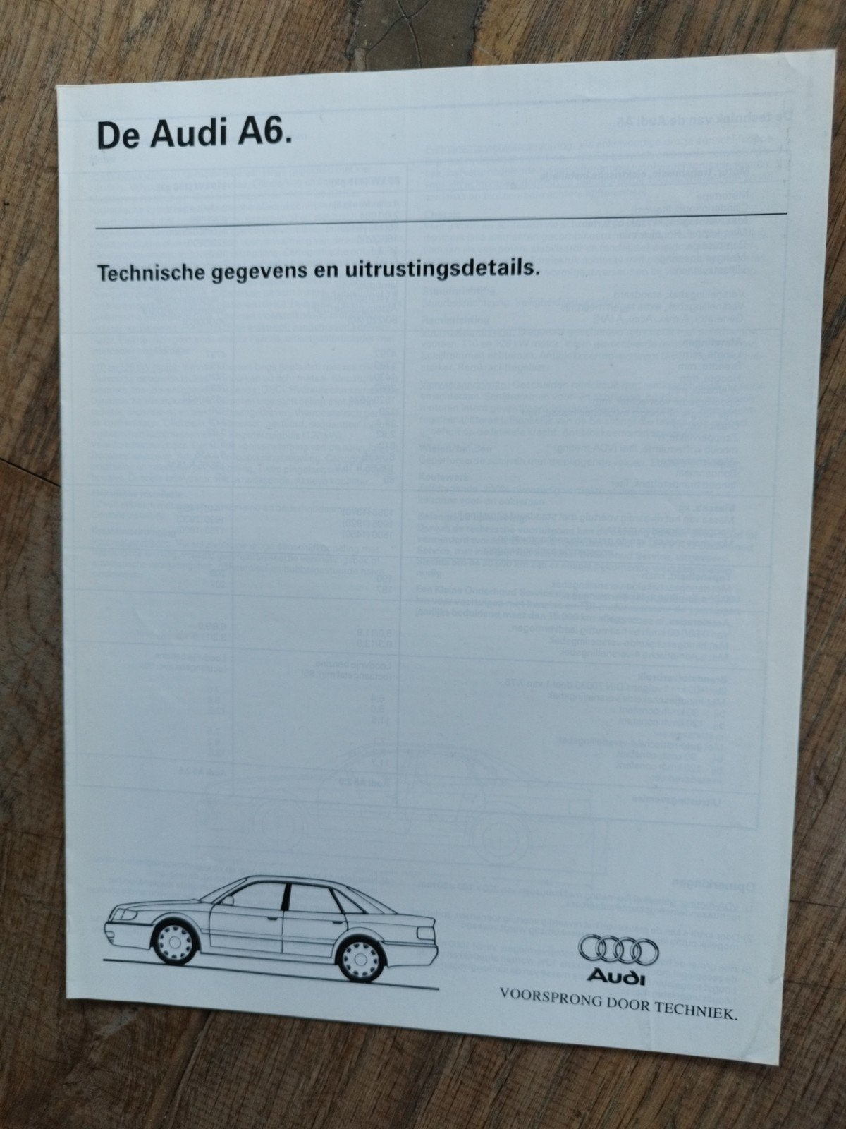 Audi A6 Technische Gegevens en Uitrustingsdetails (1996), Gelezen, Ophalen of Verzenden, Audi AG, Audi