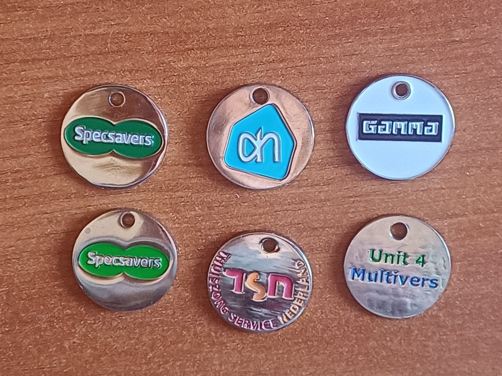 te koop 6 winkelwagenmuntjes, Ophalen of Verzenden