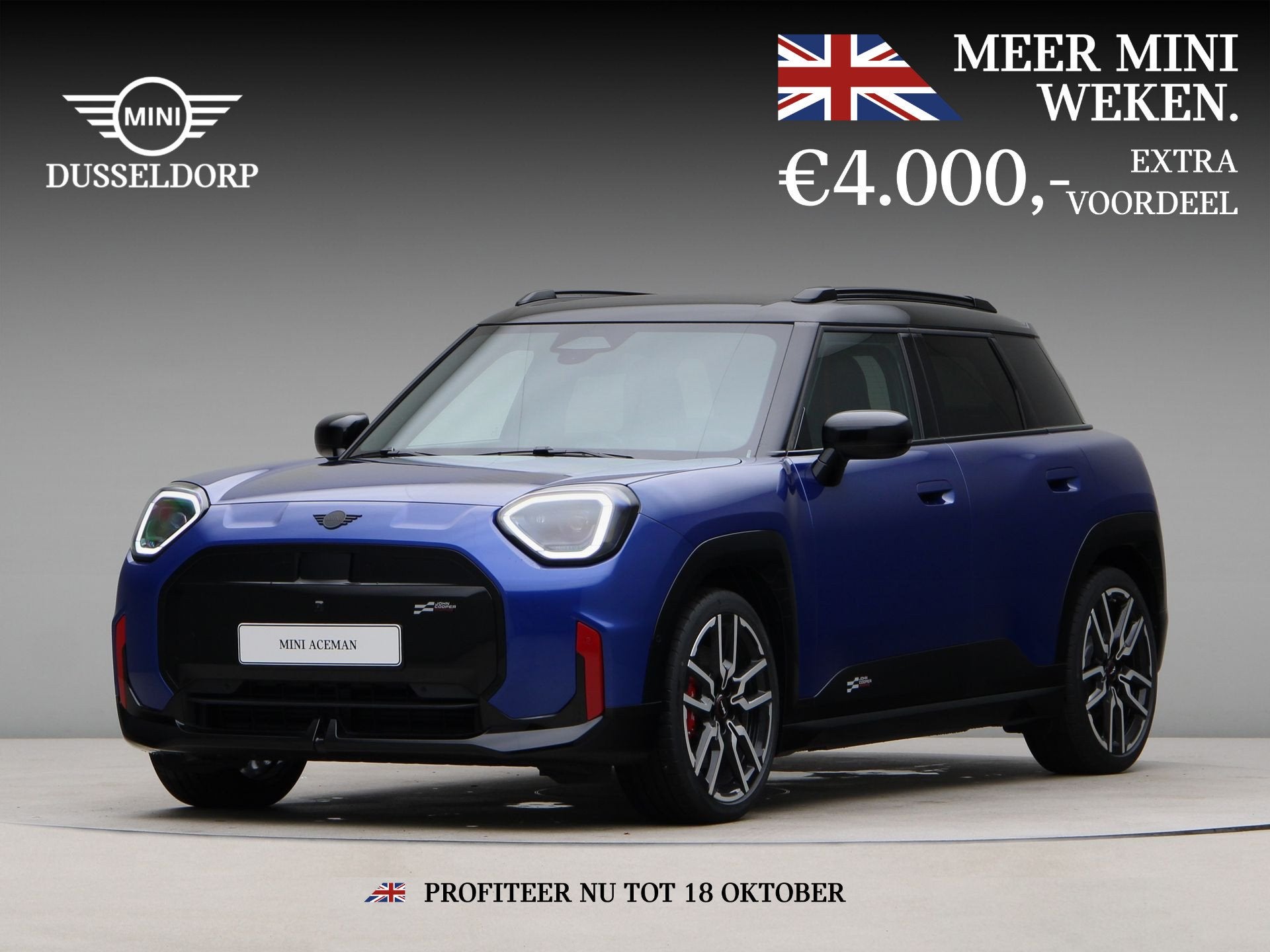 MINI Aceman John Cooper Works Pakket XL PRIVATE LEASE EUR 65, Auto's, Zwart, 258 pk, Blauw, Aceman