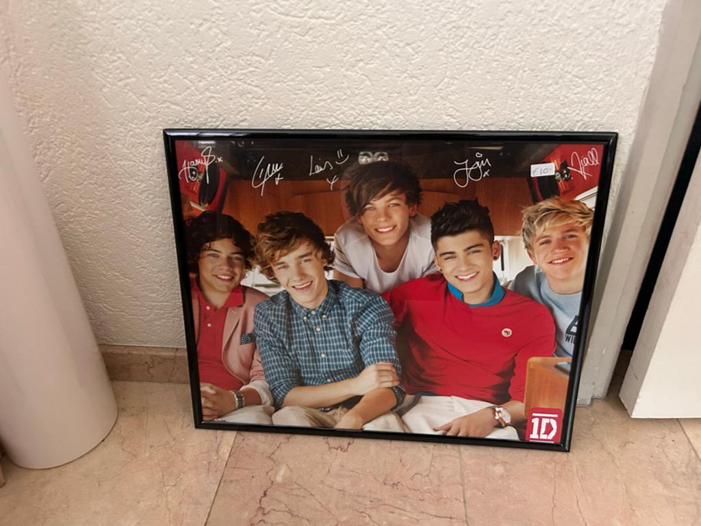 One Direction ingelijste poster met handtekeningen, Ophalen, Gebruikt, Foto of Poster, Minder dan 50 cm