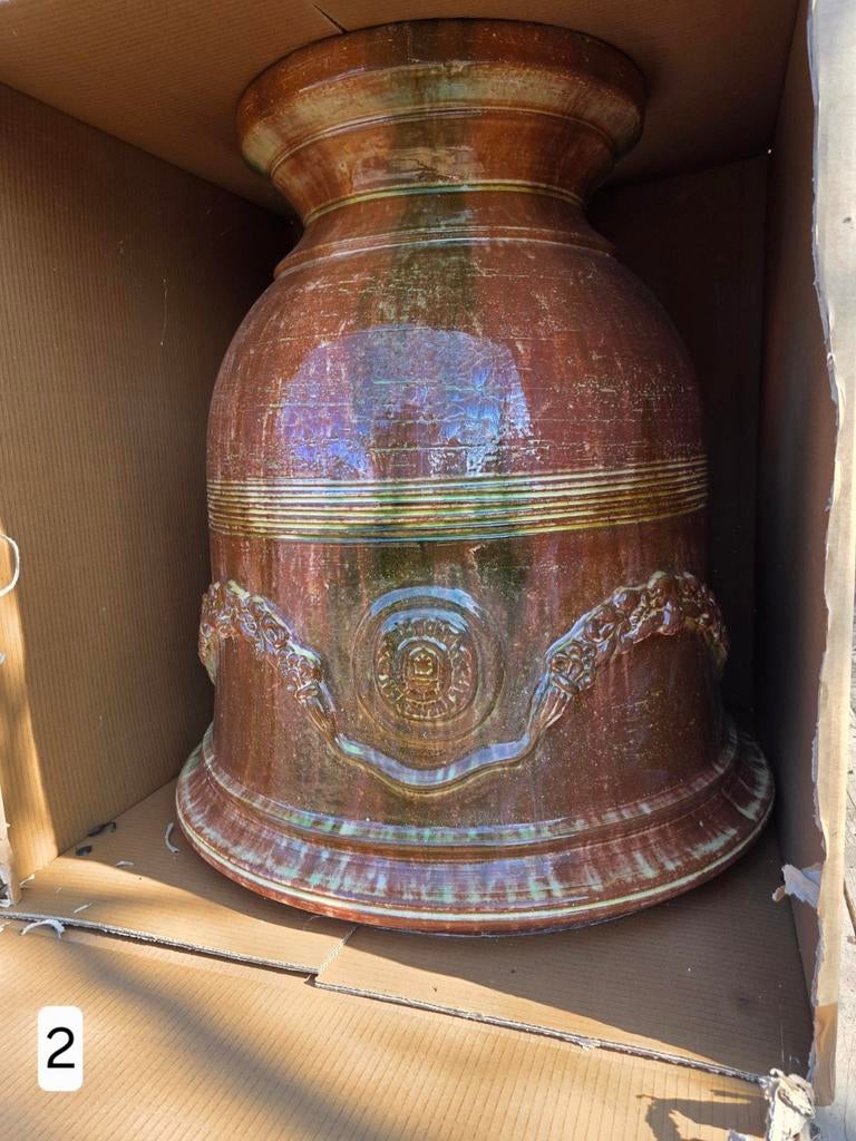 Anduze pot - Bruin Geglazuurd, Ophalen, 40 cm of meer, Nieuw, Aardewerk