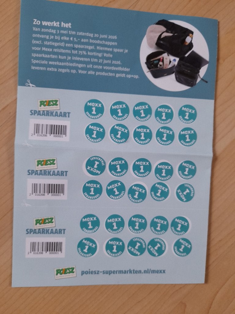 NIEUW 3 SPAARZEGELS  MEXX reisitems actie Poiesz, Ophalen of Verzenden