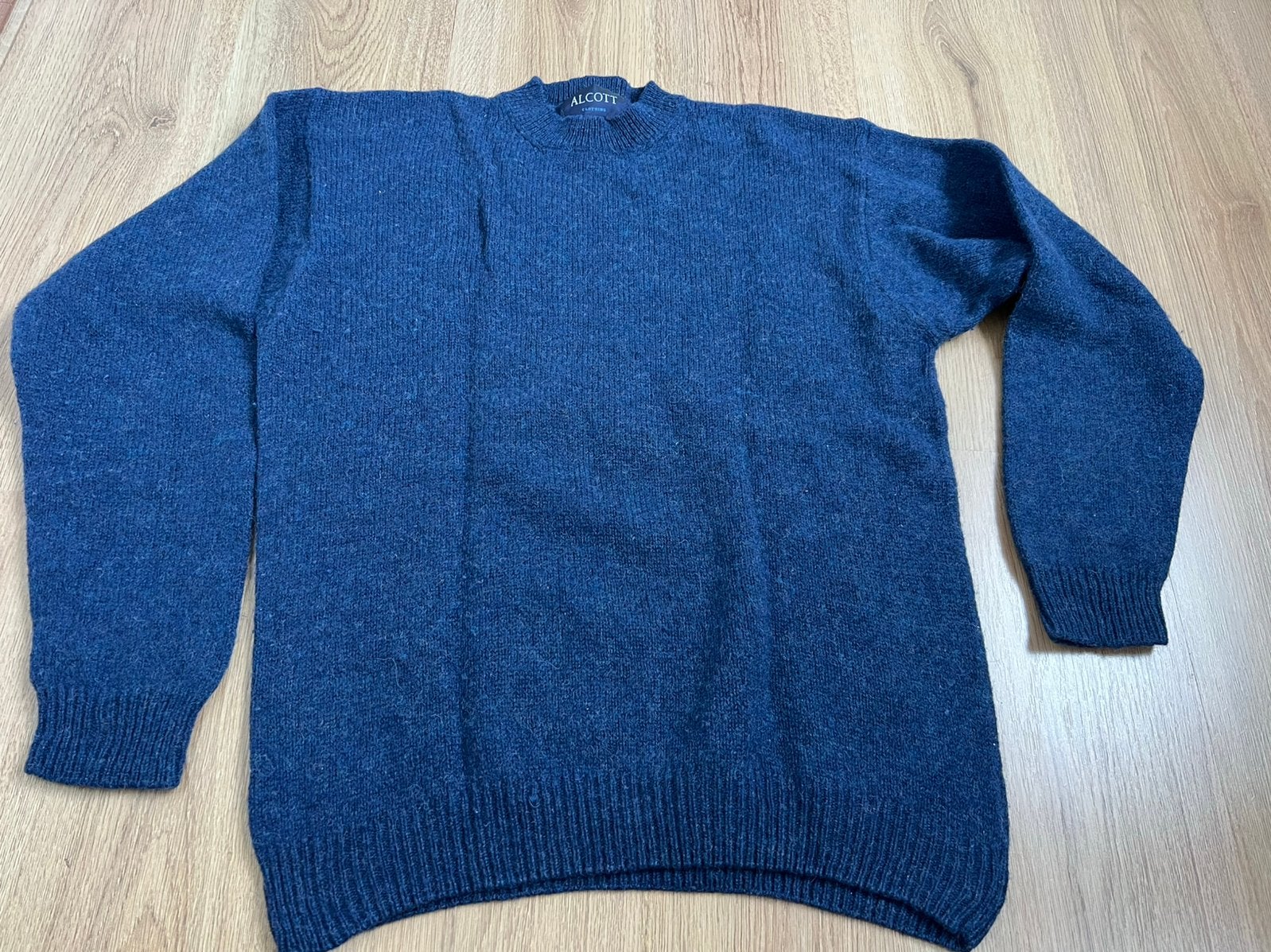 Alcott blauwe wol wollen trui l shetland, Kleding | Heren, Maat 52/54 (L), Blauw, Ophalen of Verzenden, Zo goed als nieuw
