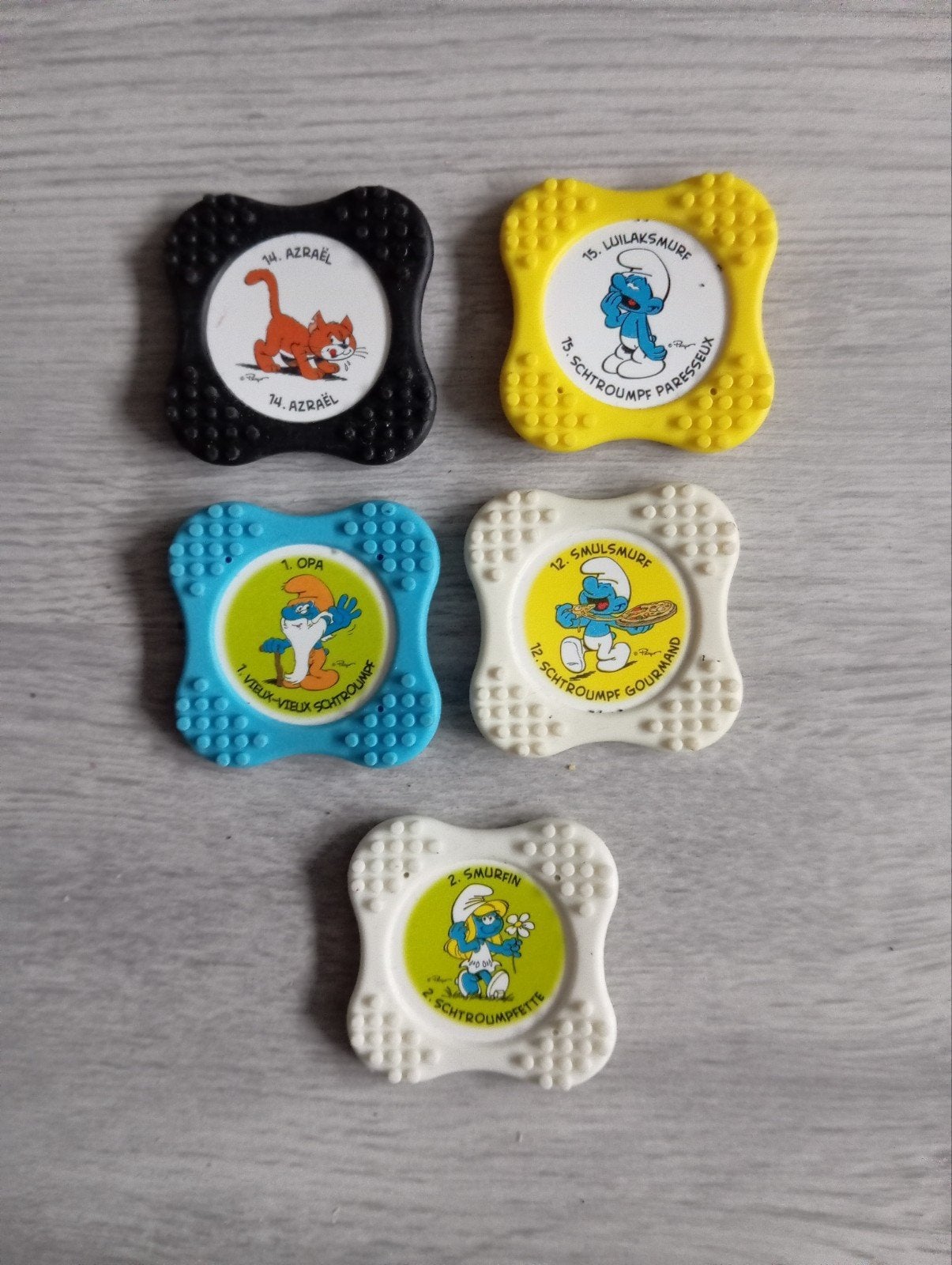 5 originele Smurfen Skatterz van Kellogg's - Verzamelaarsset, Verzamelen, Ophalen of Verzenden