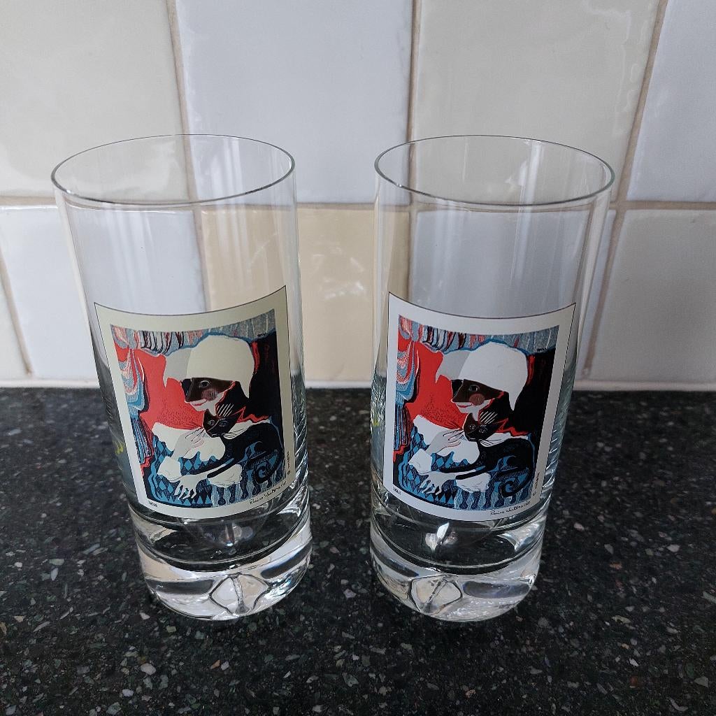 Rosina Wachtmeister "Katten glazen", Glas of Glazen, Nieuw, Ophalen of Verzenden, Glas