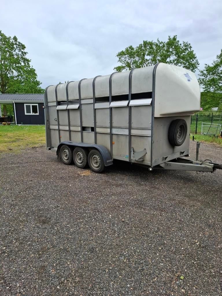 Robuuste veetrailer met 3 assen - Ideaal voor veevervoer, Ophalen of Verzenden, Gebruikt