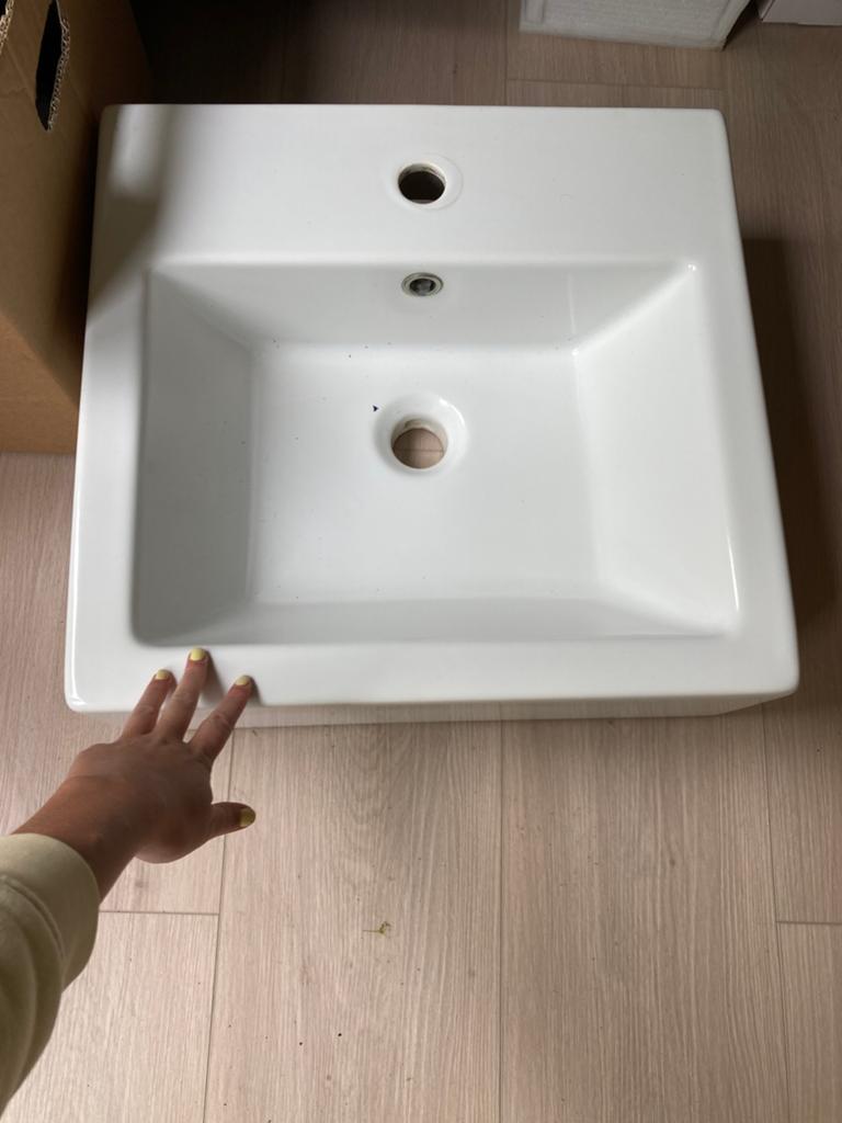 Wasbak wit badkamer vierkant, Ophalen, 50 tot 100 cm, Zo goed als nieuw, Minder dan 100 cm