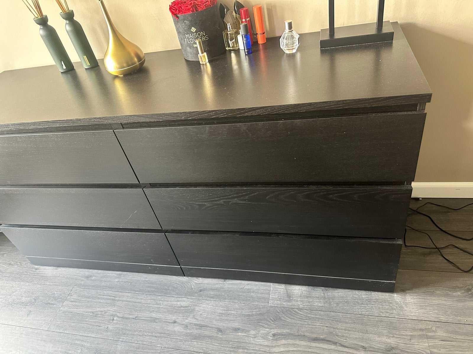 Zwarte ladekast met 6 laden vsn IKEA, Ophalen, Gebruikt, 5 laden of meer, 100 tot 150 cm