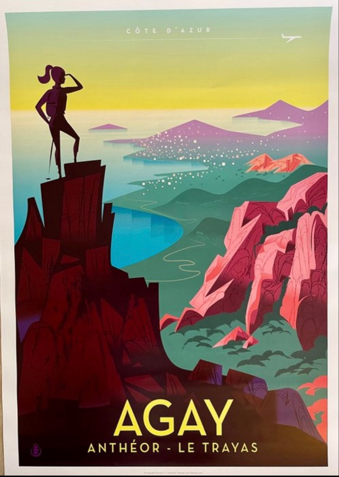 Vintage Côte d'Azur Agay Reclame Poster, Antiek en Kunst, Ophalen of Verzenden