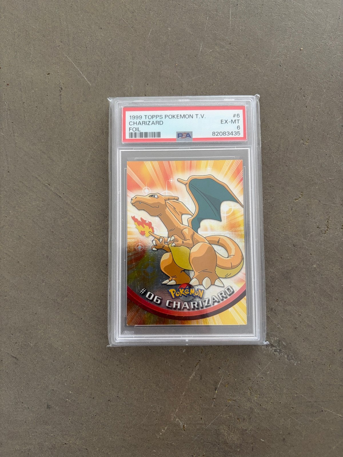 Charizard Topps PSA 6 - Pokémon Kaart, Ophalen of Verzenden, Gebruikt, Losse kaart, Foil