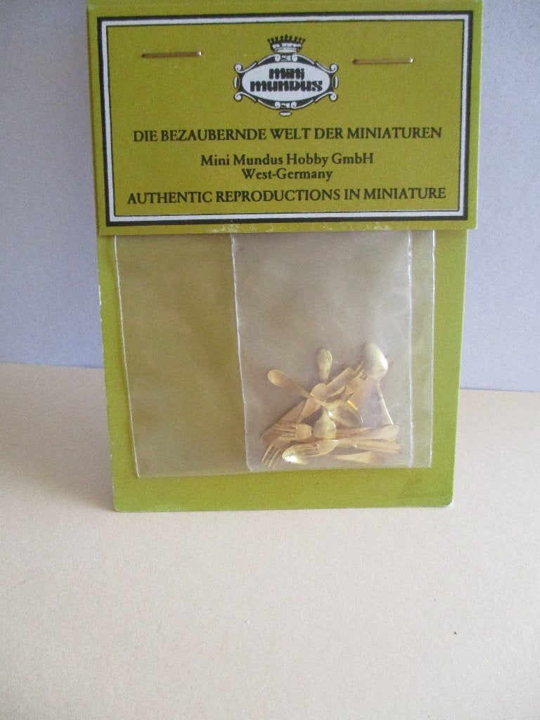 poppenhuis Goudkleurig bestek Mini Mundus pers., Ophalen of Verzenden, Zo goed als nieuw, Decoratie