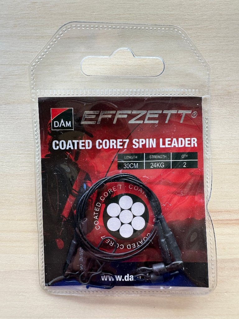 DAM Effzett Coated Core7 Spin Leader 30cm 24kg –2 stuks (83), Ophalen of Verzenden, Nieuw, Werphengel