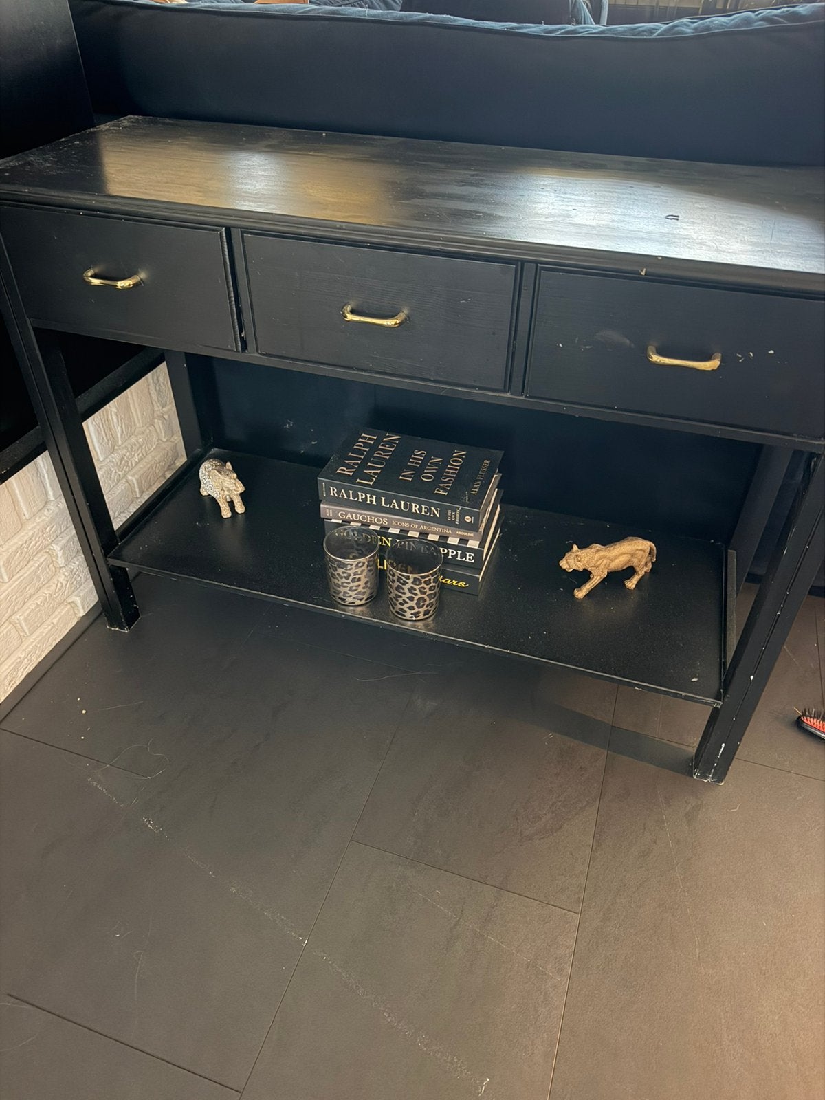 Zwarte Sidetable, Huis en Inrichting, Ophalen, Gebruikt, 100 tot 150 cm, 25 tot 50 cm